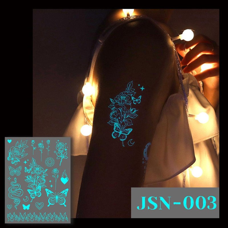 White henna blue glow-in-the-dark butterfly tattoo sticker face sticker henna arm sticker collarbone glow-in-the-dark sticker 1pcs